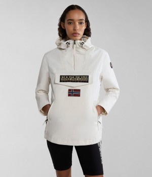 Bundy Do Dažďa Napapijri Rainforest Pocket Summer Anorak Jacket Damske Biele | 406925EZC