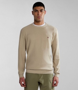 Jumpers Napapijri Linen Jumper Panske Béžové | 270541ECH