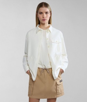 Kosele Napapijri Boyd Overshirt Jacket Damske Biele | 361297KHZ