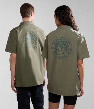 Kosele Napapijri Boyd Short Sleeve Shirt Damske Zelene | 679025KFN