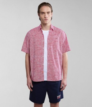 Kosele Napapijri Ronge Short Sleeve Shirt Panske Červené | 371429ZJE