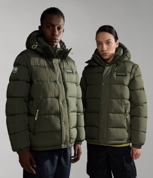 Puffer Bunda Napapijri Rick Puffer Jacket Panske Hnedožltý Zelene | 502473KUZ
