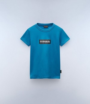 Tricko Napapijri Chamois Short Sleeve T-Shirt (4-16 YEARS) Detske Modre | 809412OTV