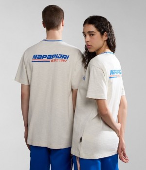 Tricko Napapijri Grober Short Sleeve T-Shirt Panske Biele | 839621QKR
