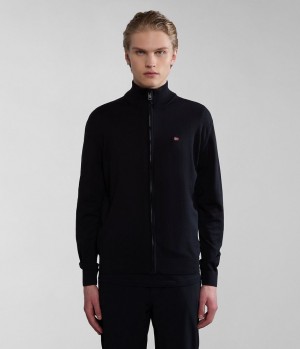 Zip Jumpers Napapijri Decatur Full-Zip Jumper Panske Čierne | 129864CLS