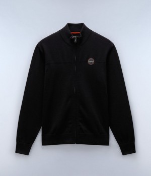 Zip Jumpers Napapijri Derri Full-Zip Jumper Panske Čierne | 529683AFD