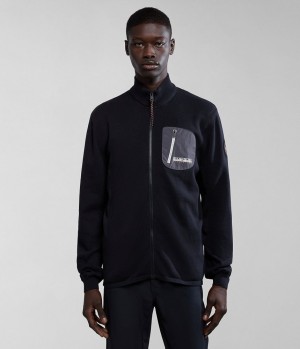 Zip Jumpers Napapijri Huron Full-Zip Jumper Panske Čierne | 893625VQS