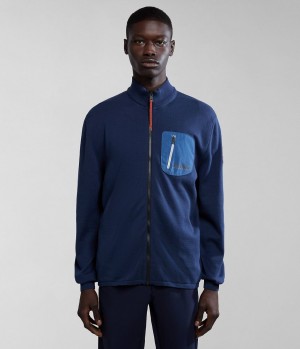 Zip Jumpers Napapijri Huron Full-Zip Jumper Panske Tmavo Modre | 436509CZW