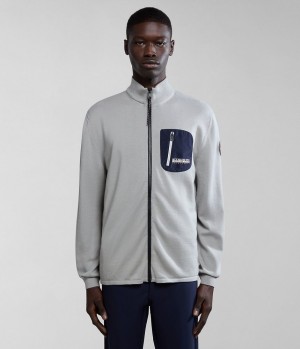 Zip Jumpers Napapijri Huron Full-Zip Jumper Panske Siva | 514702BJK
